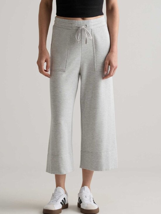 Quince Pants - Quince Super Soft fleece cropped Wide-Leg pants heather gray NWT